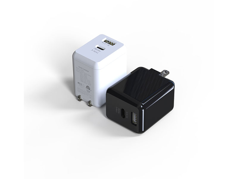  Dual Port USB-C PD3.0 and USB Travel Charger with Foldable Plug